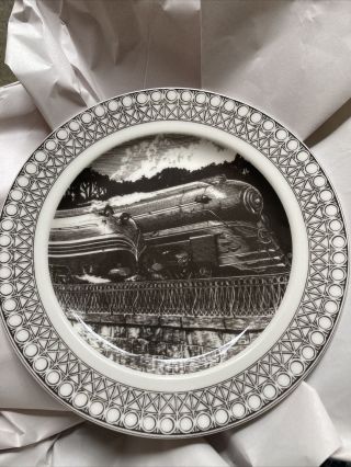 222 Fifth Slice Of Life Salad Plate - Train Race By Kent Barton - Art Deco 8”