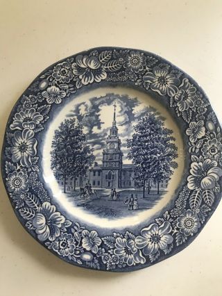 Vintage Staffordshire Ironstone Liberty Blue Independence Hall Made In England