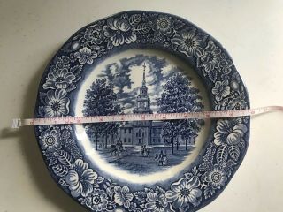 VINTAGE STAFFORDSHIRE IRONSTONE LIBERTY BLUE INDEPENDENCE HALL MADE IN ENGLAND 2