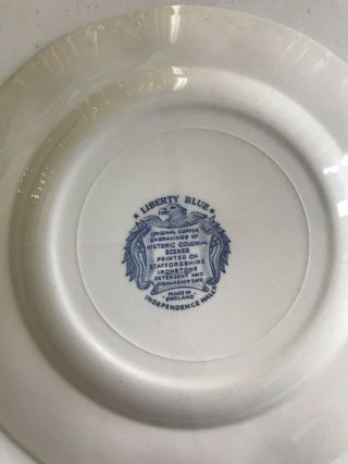 VINTAGE STAFFORDSHIRE IRONSTONE LIBERTY BLUE INDEPENDENCE HALL MADE IN ENGLAND 3