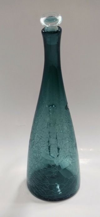 1950s BLENKO Winslow Anderson 948 BENT NECK Crackle Glass Decanter in CHARCOAL 3