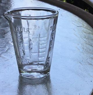 Vintage Clear Glass Measuring Cup Usa 1 Oz - 30 Ml Tea,  Table,  Desert Spout