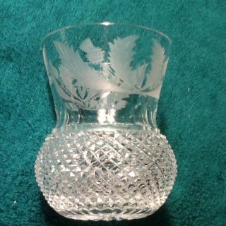 Vintage Edinburgh Crystal Signed Thistle Whiskey Glass Made In Scotland 3 - 1/4 "