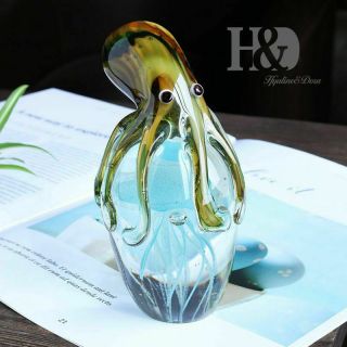 Glass Jellyfish&octopus Animal Wedding Art Glass Blown Crafts Home Figurine Aa