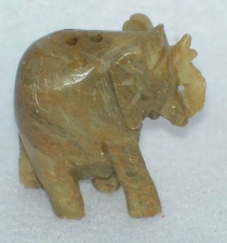 Vintage Hand Carved Soapstone Elephant Tooth Pick Holder India Figurine