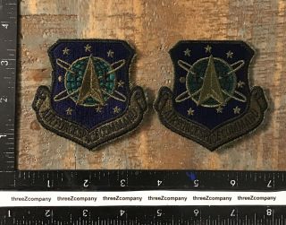 (pair) Vintage Us Air Force Space Command Military Patches Usaf