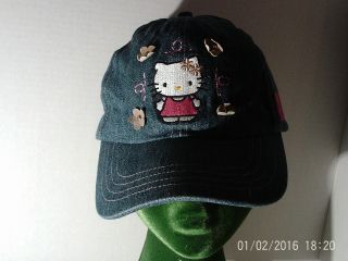 Hello Kitty Ball Cap Vintage 2003 Sanrio/ Fab Denim With Embroidered Kitty