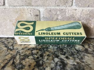 Vintage Speedball Linoleum Cutter & 5 Cutting Blades