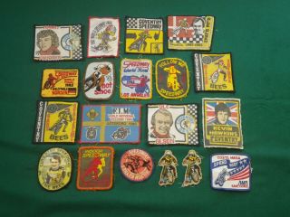 19 Vintage Speedway Embroidered Cloth Badges 4 World Finals Coventry Bees Others