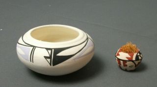 2 Vintage Clay Pottery Mini Pots - Southwestern - 1 Signed D Sandra Jemez - C Mm