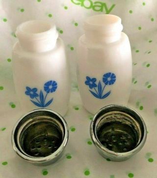 Westinghouse Gemco Cornflower Blue Milk Glass Salt and Pepper Shakers Vintage 3