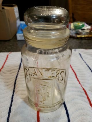 Vintage 1981 75th Anniversary Planters Mr.  Peanut Glass Jar With Lid
