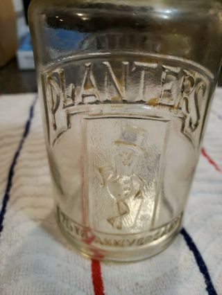 Vintage 1981 75th Anniversary Planters Mr.  Peanut Glass Jar with Lid 2