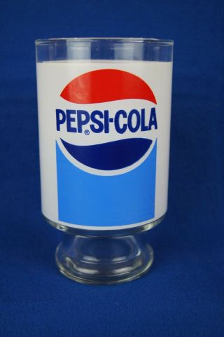Vintage 32 Oz.  Pepsi Cola Large Footed Drinking Glass 1970 