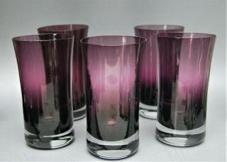 5 Vintage Denby Milor Sweden Mirage Purple Plum Amethyst Tumbler Cased Glass