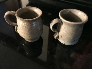 Set Of 2 Handmade Pottery Mugs Rustic Green
