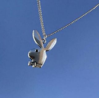 Vintage 90s Playboy Bunny Logo 925 Sterling Silver 18” Necklace & Pendant