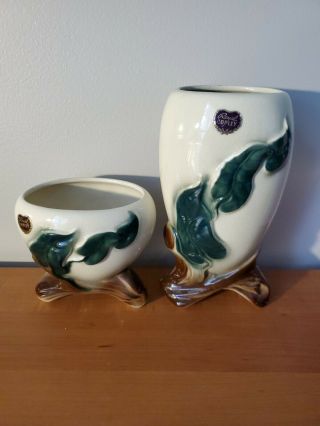 Vintage Royal Copley Ceramic Vase Planter Set - Mid Century - Retro