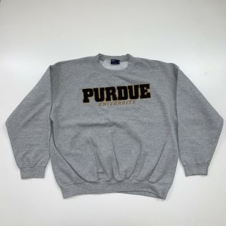 Vintage 90s Purdue University Crewneck Sweatshirt Size Xl Gray Ncaa Boilermakers