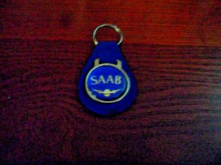 Key Chain/ Vintage/ Suede Saab 1979 Vgood,  Blue