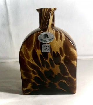 Murano Brown Speckled Maestri Vetrai 6 3/4 " Bottle Vase
