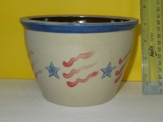 Beaumont Brothers Pottery Bbp Stoneware Crock Stars & Stripes Lrg Americana Bowl