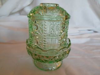 Indiana Glass Light Green Glass Fairy Lamp Stars & Bars 6.  5 "
