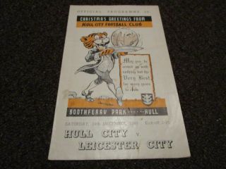 Hull City V Leicester City 1949/50 December 24th Vintage Post
