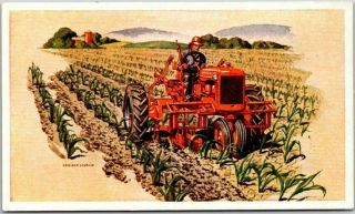 Vintage 1950s Allis - Chalmers Tractors Advertising Postcard " Model C "