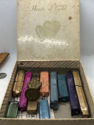 Vintage Brass Sealing Wax Stamp Seal Hearts Of Gold