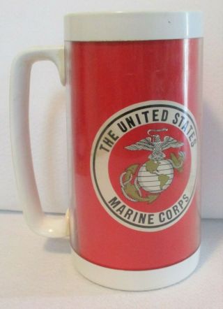 The United States Marine Corps Red Thermo - Serv Insulated Mug 1970s Vintage Euc