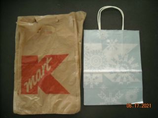 Vintage K Mart Plastic Shopping Small - 5 Bags,  1 Winter Paper Bag
