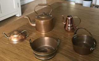 Vintage Miniature Copper/brass Tea & Cooking Pots