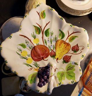 Vintage Southern Potteries Blue Ridge China Handled Leaf Shaped Serving Dish
