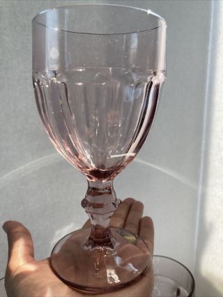 Set of 6 LIBBEY Water Goblets GIBRALTAR Pink DURATUFF Wine Glasses Stemmed EUC 3