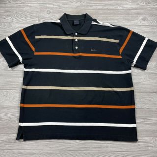 Vintage Karl Kani Gold Black Striped Short Sleeve Polo Shirt Mens Size 3xl S48