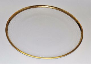 Art Glass Clear W/ Gold Rim,  Charger,  Chop Plate,  Round Serving Platter,  12 1/2 "