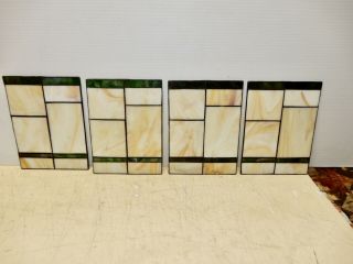 4 VINTAGE ARTS AND CRAFTS STAINED GLASS SMALLER PANELS 3