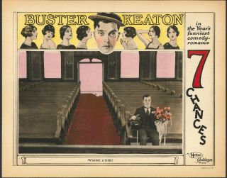 7 Chances 1925 Lobby Card (11 " X 14 ") Buster Keaton