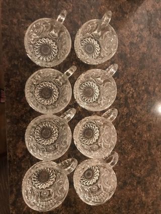 Set Of 8 Punch Cups Eapg Imperial Glass Clear Broken Arches Pattern 733
