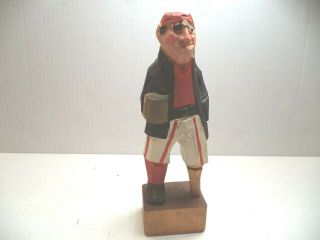 Vintage Wood Hand Carved Sea Captain First Mate With Peg Leg With Cup 6.  5 Inches