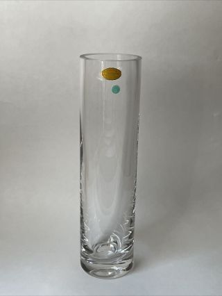 Tiffany & Co.  Vintage Crystal Modern Cylinder Vase - 12” West Germany