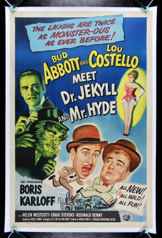 Abbott & Costello Meet Dr Jekyll & Mr.  Hyde 1953 Cinemasterpieces Movie Poster
