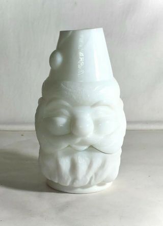 Fenton Milk Glass 5 1/2 " Santa Head Candle Votive With Tag