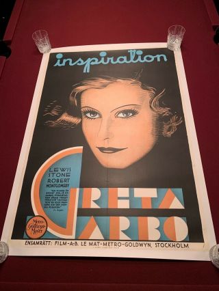 Greta Garbo Inspiration (1931) Art Deco Swedish 1 Sheet Movie Poster