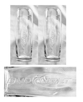 Vintage Budweiser Bar Glasses 16 Oz Bud Lite Clear Embossed Script 2 - Piece Set