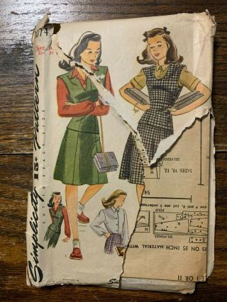 Vintage Simplicity Sewing Pattern 1074 Teen Jerkin Skirt Blouse Sz 16 Complete