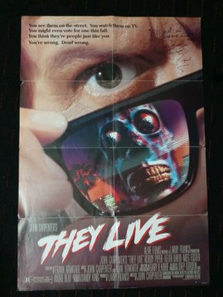 Signed Rowdy Roddy Piper They Live 1988 One Sheet John Carpenter Autograph Wwf