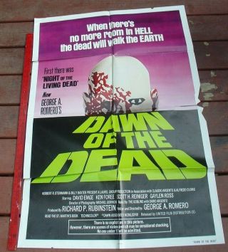 Vintage 1970s Movie Poster George Romero Zombie Dawn Of The Dead