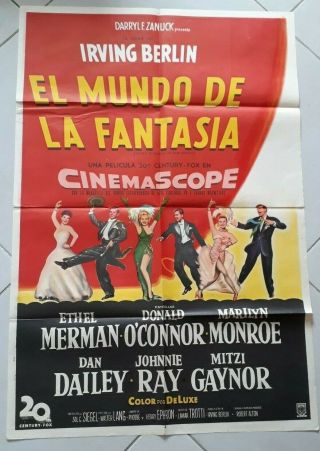 No Business Like Show Business Argentina Orig.  Movie Poster 1954 Marilyn Monroe